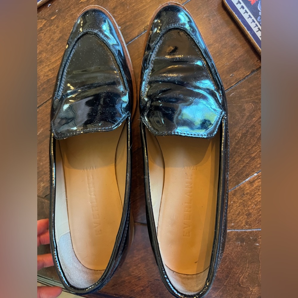 Black Patent Leather Loafers EUC